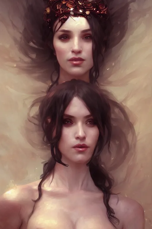 Image similar to A portrait of Kimberly Kane as the goddess of love, Stjepan Sejic, Ruan Jia, and Mandy Jurgens, and Artgerm, and william adolphe bouguereau, highly detailed, trending on artstation, award winning