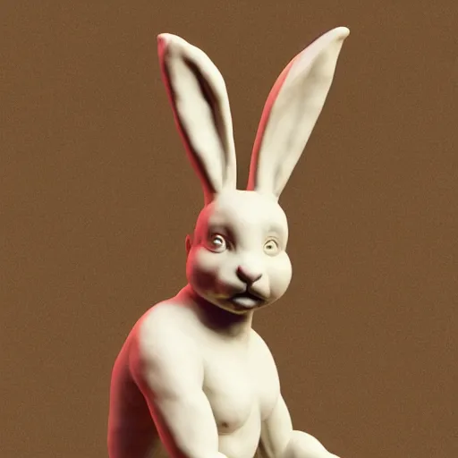 Prompt: a clay sculpture of a funny bunny, in the style of antonio canova, new york city background, hyper realistic, 3 d render