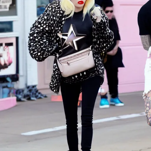 Prompt: paparazzi photo of jeffree star holding a purse