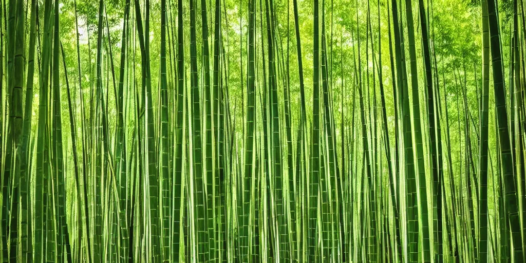 Image similar to award winning photo of a bamboo forest by Peter Lik,