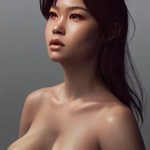 Image similar to a close up of a gorgeous young woman, indonesian face, illustration, au naturel, hyper detailed, digital art, trending in artstation, cinematic lighting, studio quality, smooth render, unreal engine 5 rendered, octane rendered, art by hajime sorayama h 4 0 0