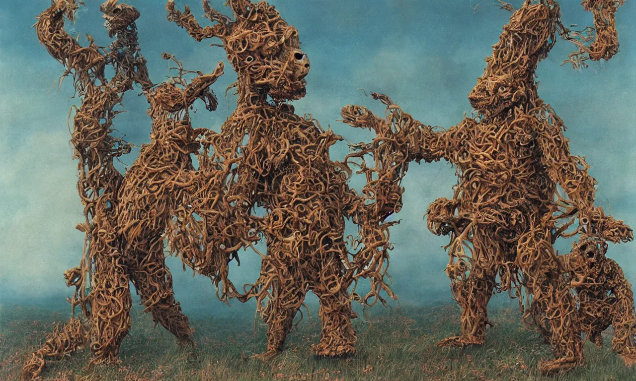 Image similar to a teddy bear production of die walkure, body horror, by gerard brom, zdzisław beksinski and ansel adams technicolor