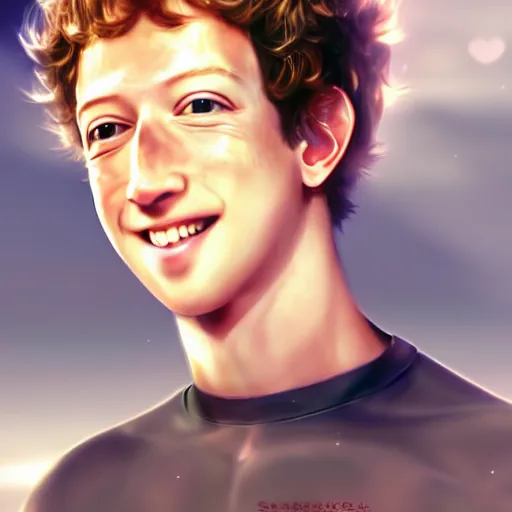 Image similar to a very beautiful young mature anime mark zuckerberg, full body, joyful smile, human emotions, robotic body, bikini, miniskirt, highly detailed, cinematic wallpaper by stanley artgerm lau