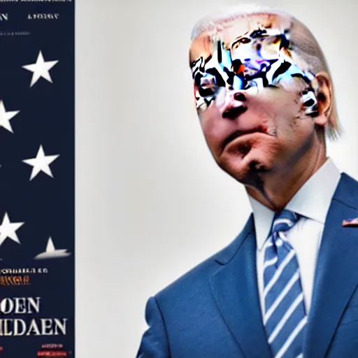 Image similar to joe biden is transforming into a shark, movie poster textless, book cover, professional lighting, well - lit, realism