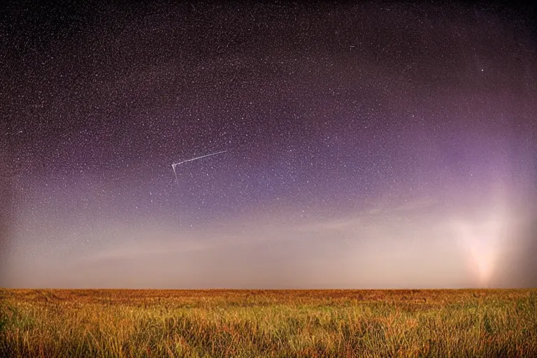 Image similar to a shooting star alone in the sky of an unknown universe in the style of phil koch