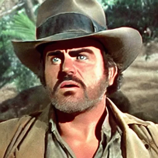 Prompt: a film still of Joseph Joestar from jojo in Raiders of the Lost Ark(1981)