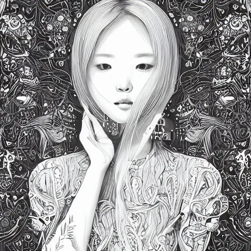 Prompt: the portrait of an absurdly beautiful, graceful, elegant, and sophisticated young kpop girl made of bulbs of garlic, an ultrafine detailed illustration by james jean, intricate linework, bright colors, final fantasy, behance contest winner, vanitas, angular, altermodern, unreal engine 5 highly rendered, global illumination, radiant light, detailed and intricate environment