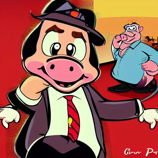 Prompt: porky the pig gta 5 cover art