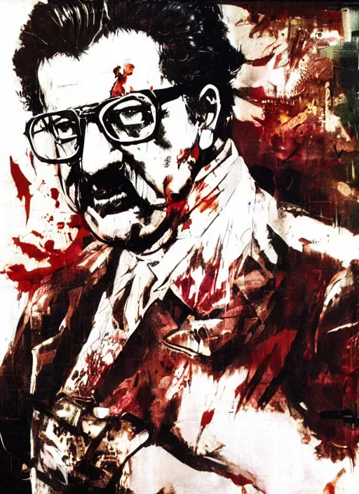 Prompt: salvador allende as a zombie by yoji shinkawa and noriyoshi ohrai