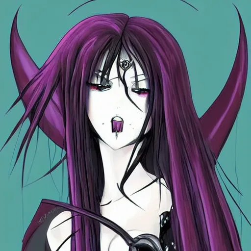 Prompt: Beautiful goth anime girl in style of vampire hunter d