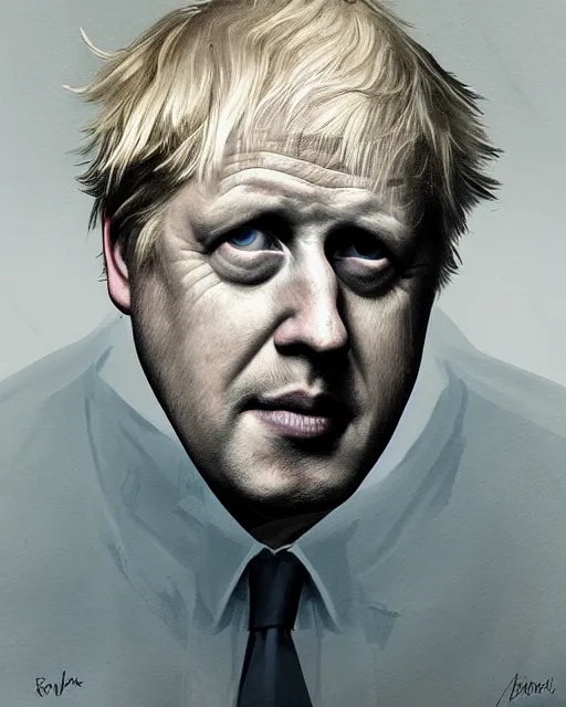 Image similar to boris johnson, hyper realistic face, fantasy art, in the style of greg rutkowski, intricate, hyper detailed, smooth