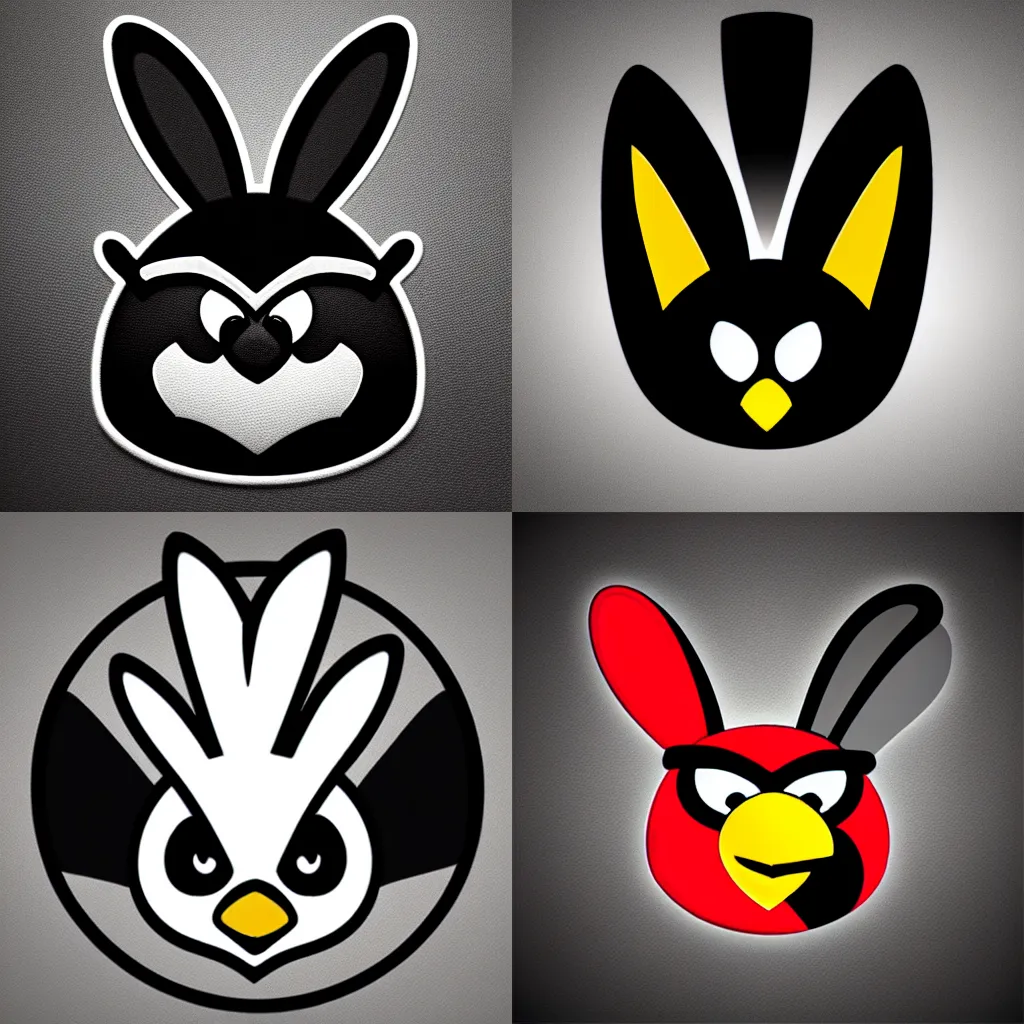 Prompt: playboy black bunny head logo, angry birds logo