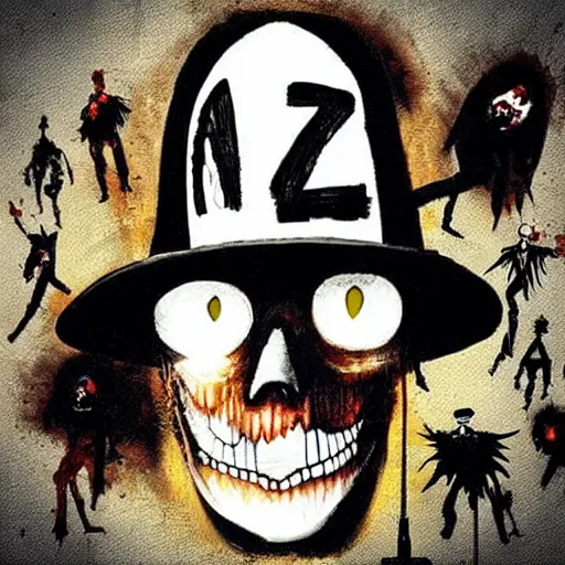 Image similar to “zombie, style of clockwork orange + death note”
