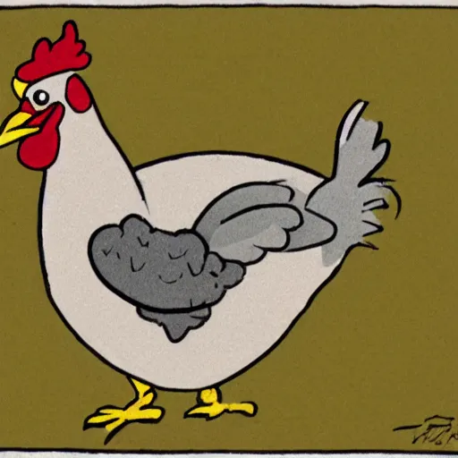 Image similar to A cartoon of a chicken eating a chicken