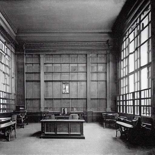 Prompt: an image of a civic civil court, in a medium full shot, russian and japanese mix, high - key lighting, warm lighting, overcast flat midday sunlight, a vintage historical fantasy 1 9 1 5 photo from life magazine, professional cooperate, the new york times photojournalism.