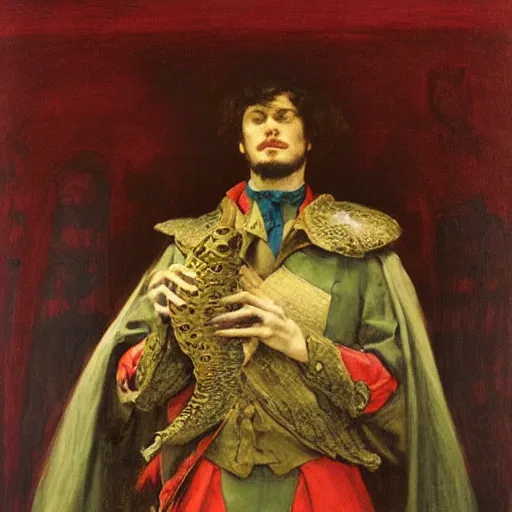 Prompt: anthropomorphic turtle hero, edwin austin abbey