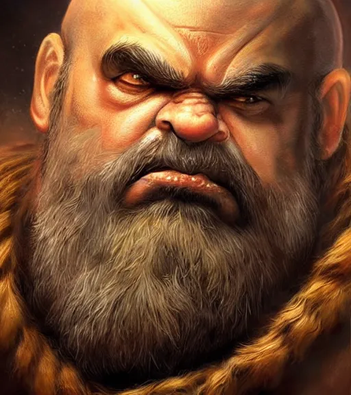 Image similar to a higly detailed airbrush full body shot and face portrait painting of a grim brute male dwarf male character, dynamic lighting, ambient lighting, deviantart, art by artgerm and simon bisley and karol bak