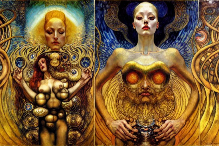 Image similar to Divine Chaos Engine by Karol Bak, Jean Delville, William Blake, Gustav Klimt, and Vincent Van Gogh, symbolist, visionary