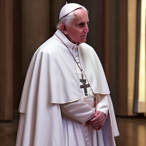 Image similar to pope benedict wearing sith cloak as chancelor palpatine in star wars episode 3, 8 k resolution, cinematic lighting, anatomically correct