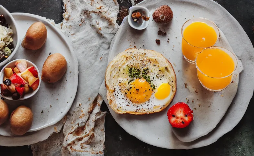 Prompt: delicious breakfast, food photography