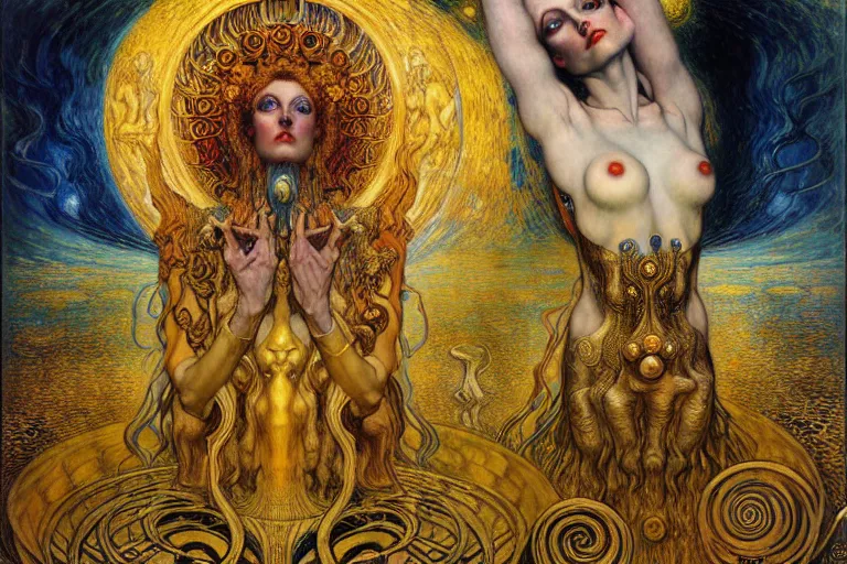 Image similar to Divine Chaos Engine by Karol Bak, Jean Delville, William Blake, Gustav Klimt, and Vincent Van Gogh, symbolist, visionary