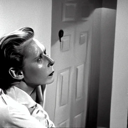 Image similar to A Still of Homee Simpson in Psycho (1960).