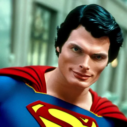 Prompt: award winning photography of christopher reeve as superman, 8 k