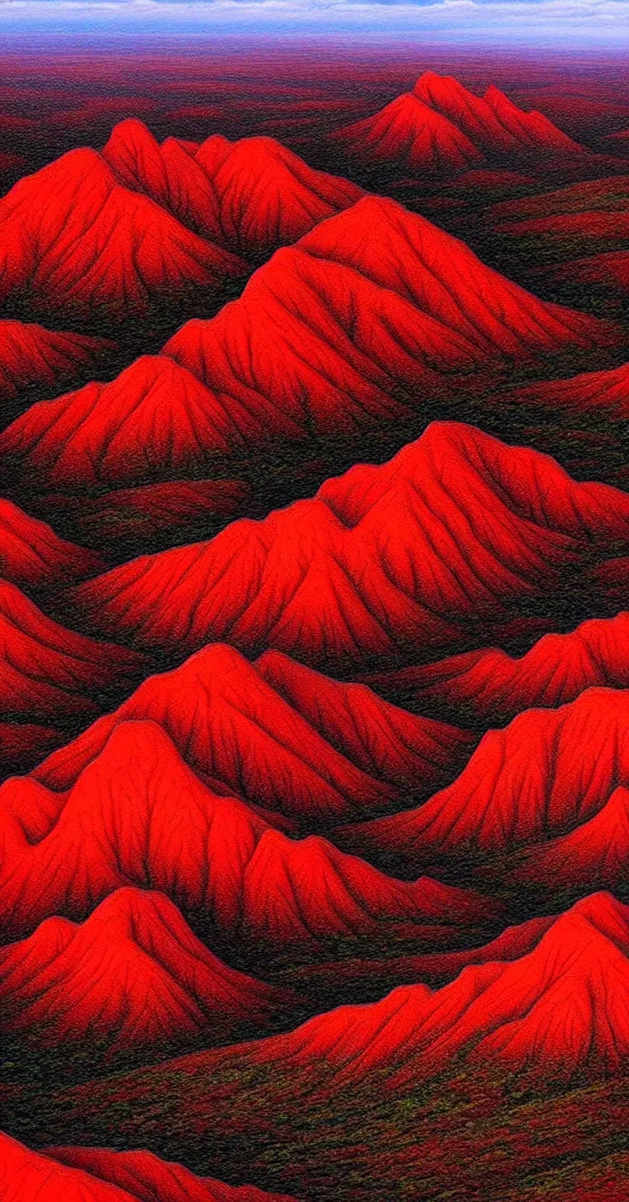 Prompt: realistic photo of australian red mountains landscape, very sharp focus, dark background, in the style of greg rutswoski, very hyper realistic, highly detailed, fantasy art station