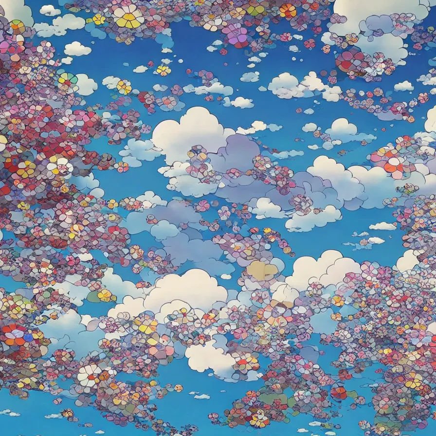 Image similar to kyoto with a beautiful cloudy sky above by takashi murakami, beeple and james jean, aya takano color style, 4 k, super detailed, modern, 4 k, symmetrical