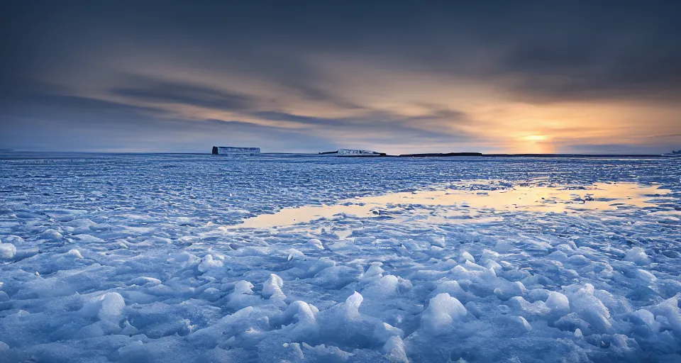 Prompt: an award winning landscape photo of Cuckmere Haven, Seven Sisters, long exposure, golden hour, snowy, winter, beautiful, landscape photographer of the year