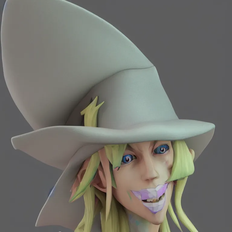 Image similar to taako, high quality 3 d render, zbrush, pastel colors, soft lighting, shallow depth of field