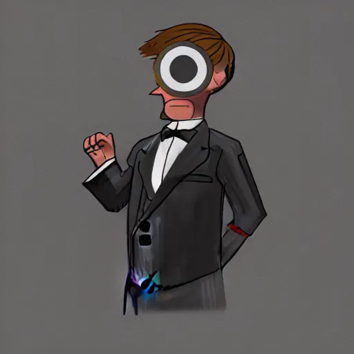 Image similar to cyclops in a tuxedo, digital painting, character concept art