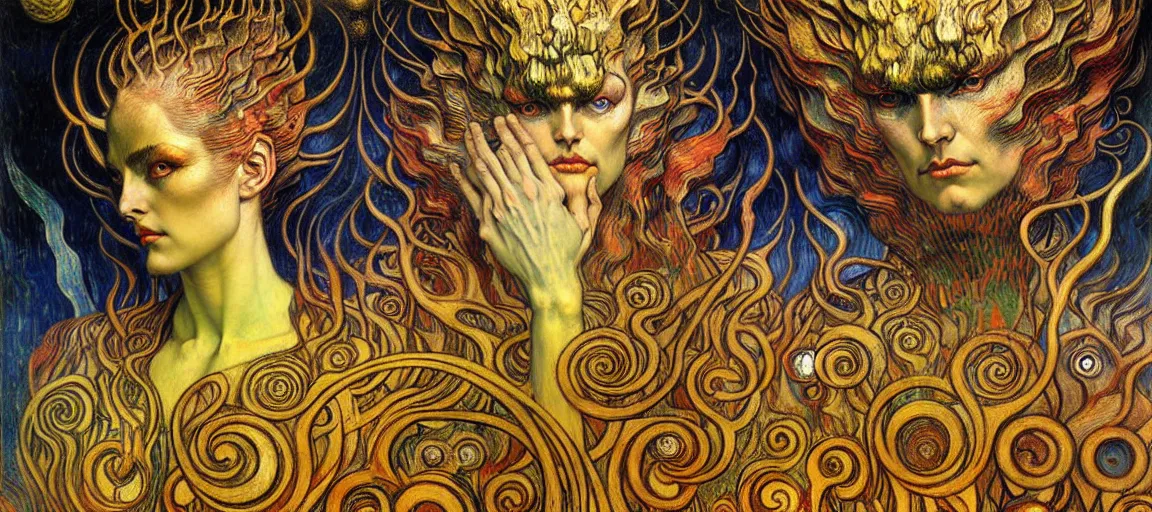 Image similar to Divine Chaos Engine by Karol Bak, Jean Delville, William Blake, Gustav Klimt, and Vincent Van Gogh, symbolist, visionary