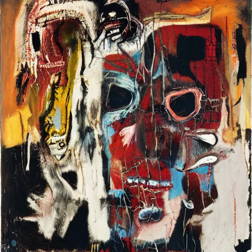 Image similar to a terrifying horrifying excruciating evil hell, by herman brood, by francis bacon, by jean - michel basquiat, by gustave moreau