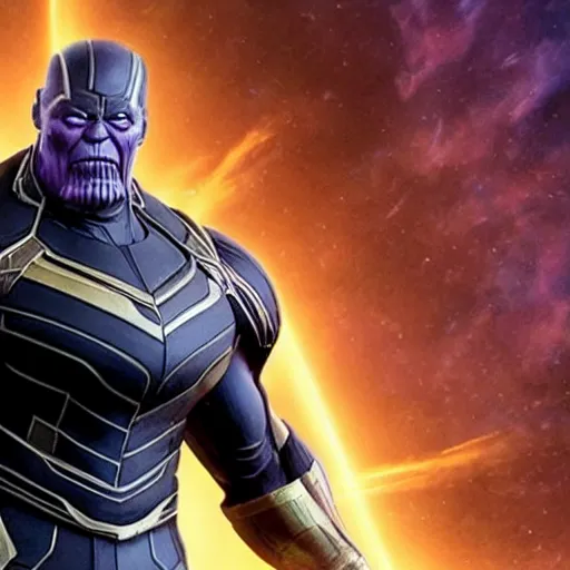 Prompt: darkness from genshin impact as Thanos in avengers infinity war