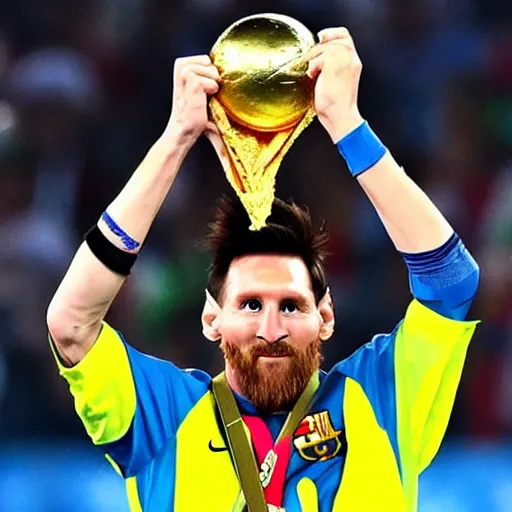 Image similar to lionel messi lifting the fifa world cup after