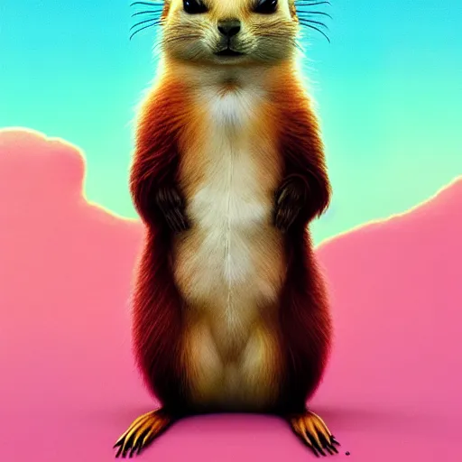 Image similar to cute fluffy prairie dog :: by Martine Johanna and Simon Stålenhag and Chie Yoshii and Casey Weldon and Guillermo del toro :: ornate, dynamic, particulate, rich colors, intricate, elegant, highly detailed, centered, artstation, smooth, sharp focus, octane render, 3d