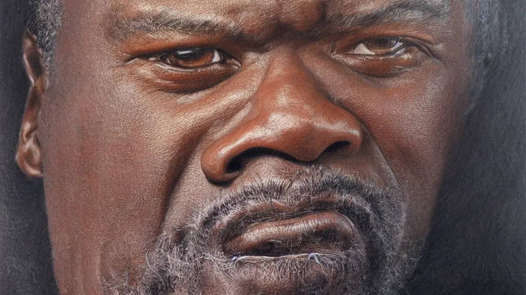 Prompt: portrait of samuel jackson, by alan lee, intricate, smoke trails, lord of the rings calendar, smooth, detailed terrain, oil painting