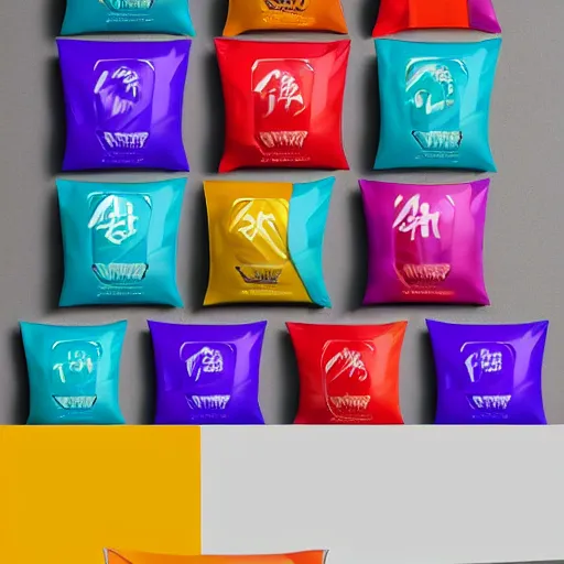 Prompt: logotype design for disposable plastic bag company called wang that represents high quality and efficiency, vector and 3 d, modern, fresh cool colors, trending on behance