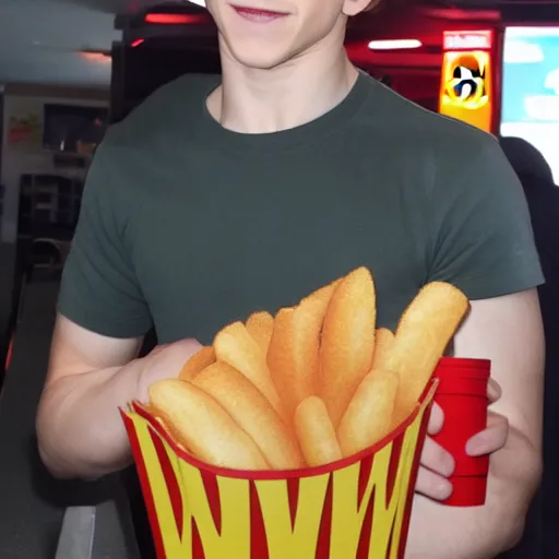 Image similar to tom holland visits mcdonalds