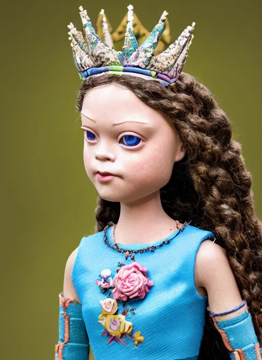 Image similar to closeup face profile portrait of tin toy greta thunberg as a fairytale goth princess wearing a crown eating cakes, bikini, depth of field, zeiss lens, detailed, symmetrical, centered, fashion photoshoot, by nicoletta ceccoli, mark ryden, lostfish, breathtaking, 8 k resolution, extremely detailed, beautiful, establishing shot, artistic, hyperrealistic, octane render