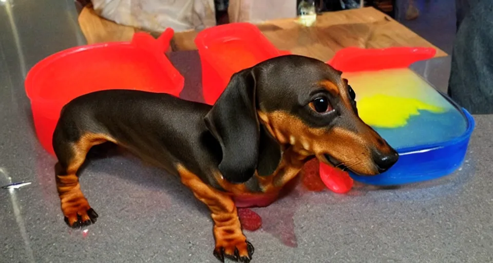 Image similar to a dachshund made out of jell - o