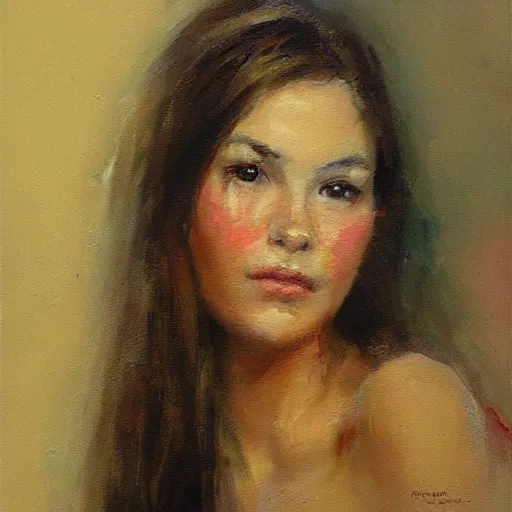 Image similar to Richard Schmid painting of a young beautiful