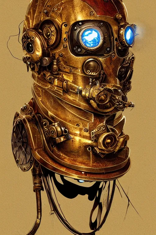 Image similar to steampunk helmet fantasy art mask robot ninja stylized digital illustration sharp focus, elegant intricate digital painting artstation concept art global illumination ray tracing advanced technology chaykin howard and campionpascale and cooke darwyn and davis jack