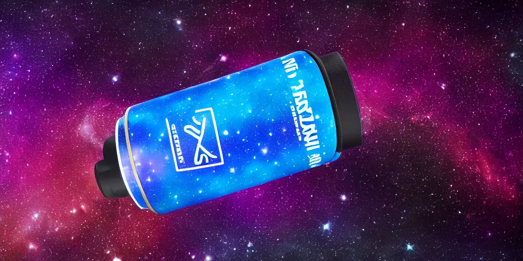 Image similar to hydro Flask, space, galaxy, glow, neon, closeup,