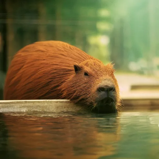 Image similar to capybara chews on a nvidia gpu, wildlife photography, kodak gold 2 0 0, depth of field, f / 2 2, neon lamp, volumetric lighting, award - winning photo