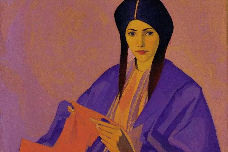 Image similar to woman portrait artwork by nicholas roerich
