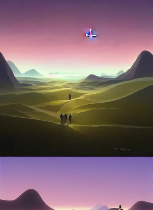 Image similar to just before sunrise in the low - polygon hills, the distant hills are polygons, depth of field, intricate, surrealism!!!!, highly detailed, lifelike, photorealistic, digital painting, artstation, surreal concept art, smooth, sharp focus, by greg rutkowski, chris tulloch mccabe, valentina remenar and asher duran,