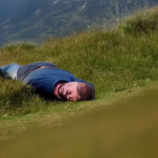 Image similar to a man rolling down an hill