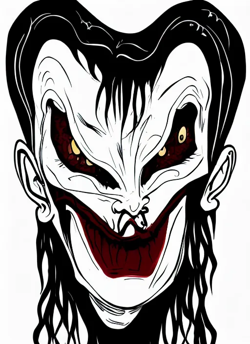 Prompt: bored male vampire, symmetrical face, creepy halloween theme, color illustration line art style